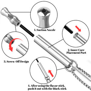 Collier Respiratoire Inhalateur en Acier Inoxydable pour Arrêter de Fumer, Soulagement de l'Anxiété et Confort par Aromathérapie aux Huiles Essentielles - Product Image 2