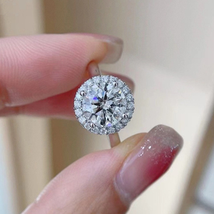 2 <strong>Carat</strong> GRA Certified Fancy Round Shape White Color Moissanite Diamond Halo Ring 18k Solid <strong>Gold</strong> Diamond Wedding Ring - Product Image 2
