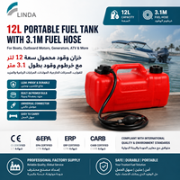 Linda New CE EPA ERP CARB Tangki Bensin Portabel 12L HDPE 2 Tak untuk Mesin Tempel dengan Selang Bahan Bakar, Desain Ergonomis, Anti Bocor, Anti Tumpah