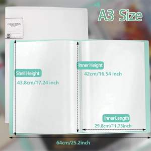 <span class=keywords><strong>Livre</strong></span> de présentation A3 pour peinture diamant, classeur d'art de 30 pages avec pochettes transparentes pour le rangement des œuvres d'art - Product Image 3