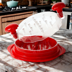 Trituradora de carne de cocina antideslizante de alta calidad, herramienta trituradora de pechuga de pollo, tapa transparente de plástico portátil, trituración de pollo - Product Image 6