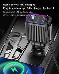 Super Fast <b>Charging</b> 4 in 1 Retractable Car Charger 180 Adjustable USB Car Charger <b>Adapter</b> With Display for iPhone 16 Samsung - Product Image 2