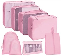 Ensemble de 8 cubes de voyage en matériau Oxford compressé léger logo personnalisé valise fourre-tout pliable organisateur fermeture éclair stockage d'air