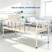 Lit médical réglable à manivelle unique avec tête de lit en fer et cadre métallique pour hôpital, clinique, soins à domicile et usage patient