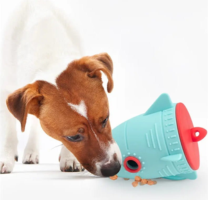 Jouet de puzzle en gros pour animaux de compagnie, distributeur de nourriture en forme de fusée, jouet à mâcher en silicone, fusée anti-fuite pour chiens et chats - Product Image 1