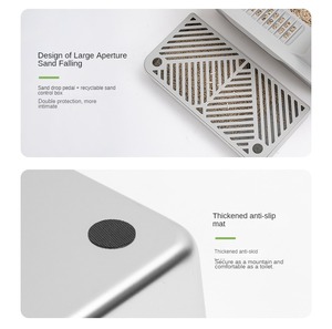 Caja de arena para gatos de gran capacidad, bandeja de acero inoxidable semicerrada con lado <span class=keywords><strong>alto</strong></span>, caja de arena para gatos con cuchara, inodoro para mascotas - Product Image 5