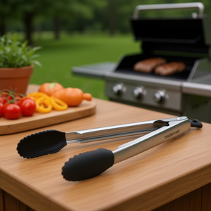 Pinces de barbecue en acier inoxydable de 11 pouces avec embout en silicone et système de verrouillage pour grillades en extérieur et utilisation en cuisine - Product Image 2