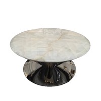 Huatuse DCT007 Luxuriöser Marmor-Holzrahmen Moderner Anpassbarer Leuchtender Weißer Eisjade-Couchtisch für Wohnzimmer