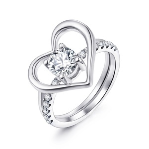 Anelli di alta gioielleria nuovi gioielli 925 in <span class=keywords><strong>argento</strong></span> sterling 5A zirconia a forma di cuore promessa solitaria per le donne <span class=keywords><strong>anello</strong></span> di gioielli - Product Image 1