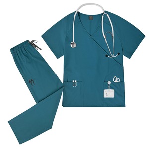 Set di Pantaloni e Maglietta a Maniche Corte con Lacci per Lavaggio a Mano, Abbigliamento da Lavoro Casual e Comodo per Medici e Infermieri, Logo Personalizzabile - Product Image 2
