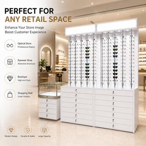 Arredamento Personalizzato per <span class=keywords><strong>Negozio</strong></span> di Ottica con Vetrina in Vetro Temperato LED, Espositore Moderno per Occhiali <span class=keywords><strong>da</strong></span> Boutique - Product Image 3