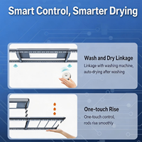 Séchoir à linge électrique G10-S à capteur, monté au plafond, intelligent, relevable, 6 barres, télécommande, lumière LED, pour balcon