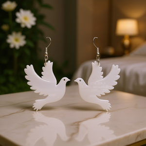Boucles d'oreilles en forme de coquille de colombe blanche E4005 pour femmes, bijoux romantiques à la mode - Product Image 2