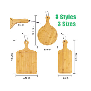 Juego de tablas de cortar de bambú, 3 estilos, 3 tamaños, con mango antideslizante, duradero, para cortar en la cocina - Product Image 3