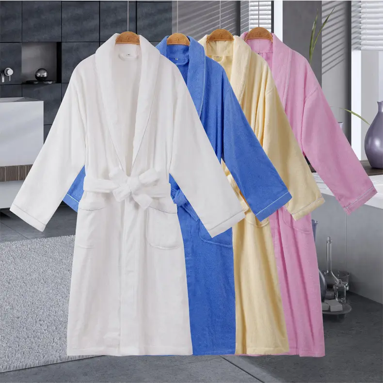Peignoir de bain extra long en tissu éponge Offre Spéciale polyester avec logo pour femmes, 100%