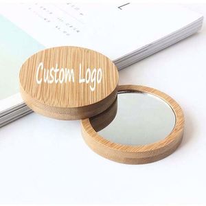 Miroir de poche en bambou, miroir de maquillage rond, moderne, durable, cadeau pour filles, beauté, cosmétique, bois, cadeaux promotionnels, logo gravé - Product Image 1