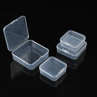Caja de almacenamiento de plástico PET pequeña, transparente, cuadrada, tipo flip, reciclable, para embalaje.