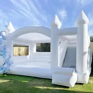 White Bouncer House Commercial White Mini Inflatable Bounce Slide Inflatable Bounce House Combo Wedding Jumping Bouncer For Party