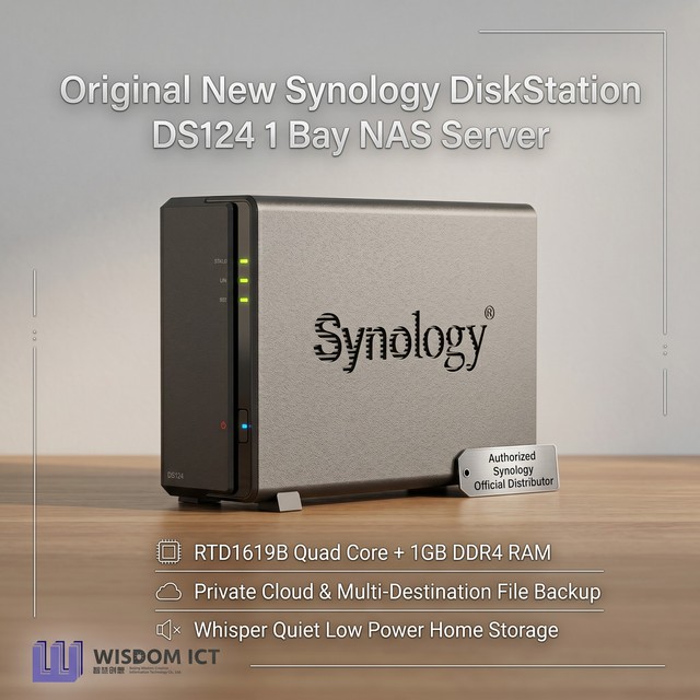New Synologys DiskStation DS124 1 Bay NAS Server RTD1619B Quad Core 1GB RAM Personal Cloud File Backup Storage NAS Server