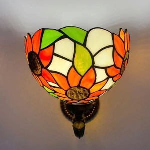 LongHuiJing 8Inch Sunflower Stained Glass <b>Wall</b> Light Vintage Tiffany <b>Wall</b> Mount Lamp Bedroom <b>Sconces</b> Home Table Lamp - Product Image 4