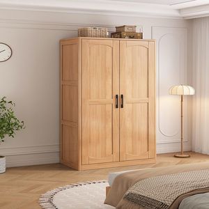 Armario Minimalista de Madera Maciza, Combinación de Armario de Dos Puertas, Armario de Pie con Gran Capacidad de Almacenamiento para Dormitorio - Product Image 2
