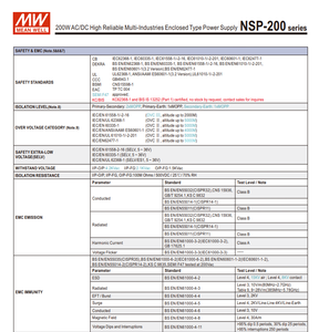 MEAN WELL NSP-200-24 200W 24V 8.4A แหล่งจ่ายไฟ AC DC 85-305VAC แหล่งจ่ายไฟแบบสวิตชิ่งแบบปิด - Product Image 4