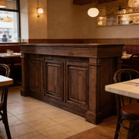 Comptoir de bar incurvé vintage en bois massif de style européen pour café/boutique de thé au lait, mobilier de bar multifonctionnel personnalisable