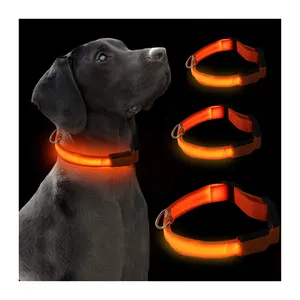 Luz nocturna ajustable mascota perro gato perro luz de seguridad flash collar 2023 recargable LED luz perro mascota collar hecho en China