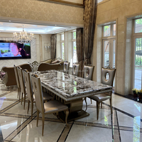 Ensemble de salle à manger contemporain en marbre pour 6-8 personnes, idéal pour la maison, la salle à manger, l'appartement, l'hôtel, les mariages et les banquets.