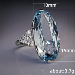 Anello Grande Ovale Blu Elegante da Donna - Product Image 6