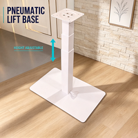 Table de salle à manger rectangulaire moderne en acier écologique à hauteur réglable pneumatique à commande au pied avec plateau en mélamine