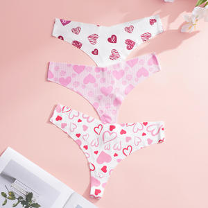 Sexy Damesroze Bloemenademende, Digitale Print, Met Hart En Patroon En Naadloze, Laagbouw Yoga Slips Met Brief S-XL - Product Image 2