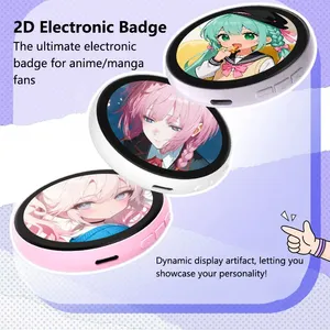 Broche numérique souvenir E Badge 1,85 pouces, écran tactile HD, Bluetooth, rechargeable, Open Source, Open API, programmable DIY, personnalisable OEM, IA - Product Image 1