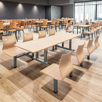 Ensemble de chaises de table à manger de restaurant contreplaqué robuste cadre en fer 8 places à usage commercial contemporain durable