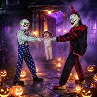 NED N137 Clown effrayant animatronique d'Halloween, déguisé en bébé, interactif électrique, décoration durable et rechargeable pour maison hantée