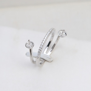 Anneau à double perle en argent S925 avec perle DIY réglable 6-7, accessoires et composants de bijoux, support vide 27 - Product Image 3