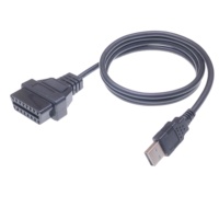 Cable USB OBD2 hembra de 16 pines personalizado a USB 2,0 a macho para herramienta de diagnóstico de coche y lector de código de ordenador portátil