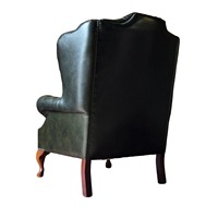 Sillón de Cuero Genuino de Alta Gama con Respaldo Alto, Estructura de Madera Sólida, Asiento Cómodo para Apartamento, Sala de Estar, Hotel, Salón