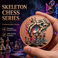 Ares 1 oz 5 oz Pièce de monnaie en cuivre pur 999, Série Échecs Squelette, Style Graffiti, Relief 3D Coloré, Effet UV, Artisanat Métallique Créatif, Cadeau