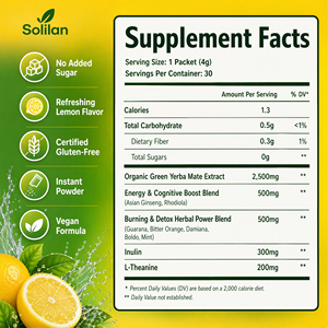 Poudre de thé Yerba Mate Solilan OEM/ODM avec <span class=keywords><strong>Inuline</strong></span>, L-Théanine, sans sucre, favorise un métabolisme sain, stimule la <span class=keywords><strong>santé</strong></span> - Product Image 6