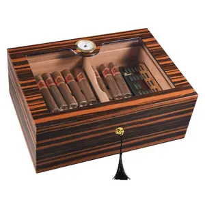 Wholesale Large Cedar Wooden Cigar Box Humidor Double Sealed With Easy Storage Bake Painted Technique Lacquer Finish