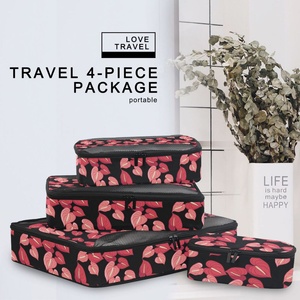 Custom Logo Luggage Organizer Hawaii Anthurium Storage Bag Basics 4 Piece Travel Compression Packing <b>Cubes</b> Set for Travel - Product Image 6