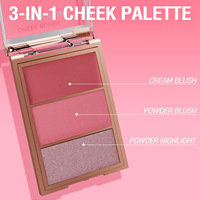 Palette de poudre illuminatrice et de contouring végétalienne trois couleurs, éclaircit les yeux, maquillage multifonctionnel 3-en-1 pour le visage