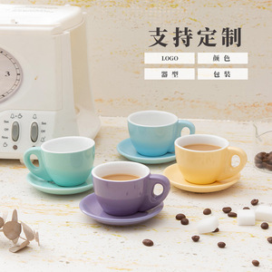 Chaozhou Ceramic Coffee <b>Cup</b> <b>And</b> <b>Saucer</b> Set Round Solid Color Yellow Blue Purple Green Afternoon <b>Tea</b> 2024 DB2110 - Product Image 5