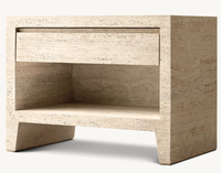 Meuble de rangement de chevet de luxe moderne en pierre de travertin beige pour salon et chambre à coucher avec design écologique