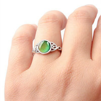 Bague ronde en pierre précieuse, bague d'humeur changeante avec changement d'humeur, contrôle de la température, cadeau pour femmes, 1 pièce