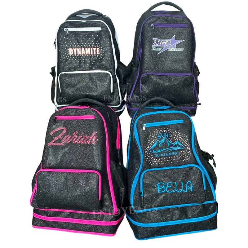 sparkle cheerleading backpack for girls cheer bag with customized name and logo