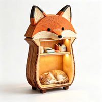 Meuble pour animaux de compagnie 2-en-1 en forme de renard, design moderne, avec éclairage LED, grand espace, faible MOQ, vente en gros