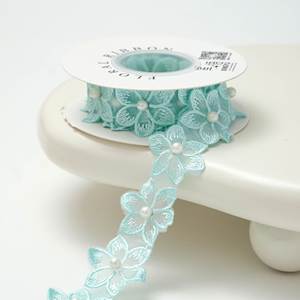 Ruban en satin de luxe orné de fleurs de perles de 3,5 cm, idéal pour l'emballage de boîtes cadeaux de Noël et la décoration de calendriers de l'Avent, 2 yards/rouleau - Vente Flash - Product Image 4