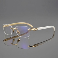 Lunettes d'ordinateur anti-lumière bleue et anti-reflet, design corne de taureau blanche, monture rectangulaire sans cadre